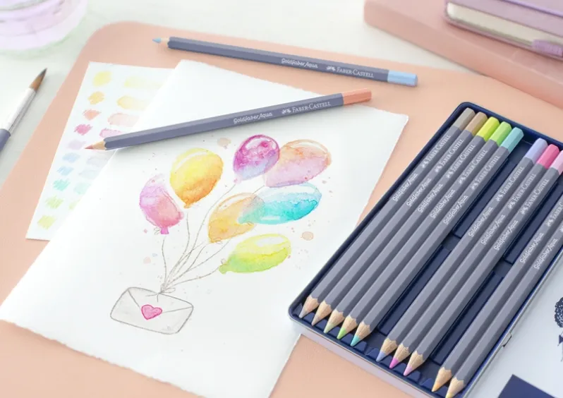 Akvarel farveblyant Faber-Castell 12 ass pastelfarver 3,3 mm