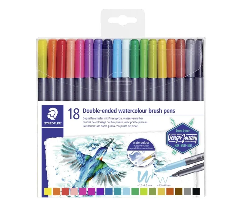Akvarel Staedtler brush double penne 18 stk. watercolor