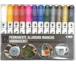 Allround permanente 12 stk. vandbaserede farver