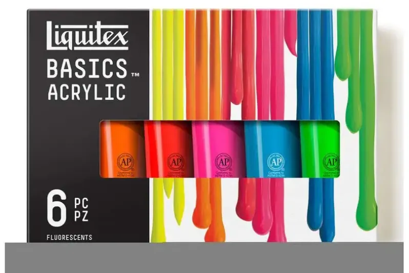 Basics acrylic colour set 6x118ml fluorescent row
