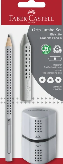Blistersæt Faber-Castell jumbo grip sølv