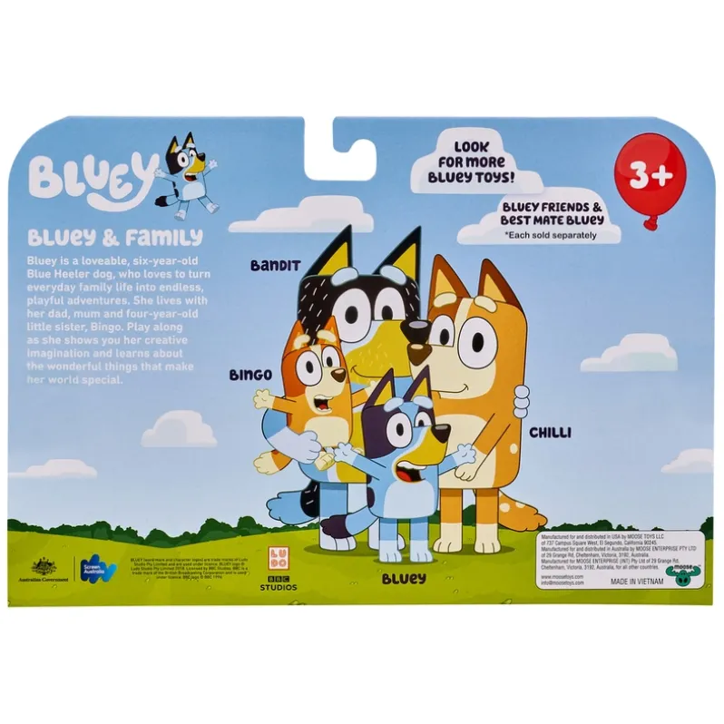 Bluey, 4 pk. Figurer, Bluey familien