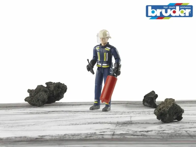 Bruder Brandmand med hjelm, handsker og tilbehør