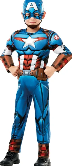 Captain America Deluxe udklædningsdragt og maske str. 3-4 år