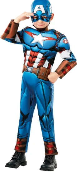 Captain America Deluxe udklædningsdragt og maske str. 3-4 år