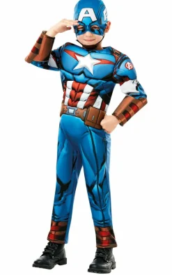Captain America Deluxe udklædningsdragt og maske str. 7-8 år