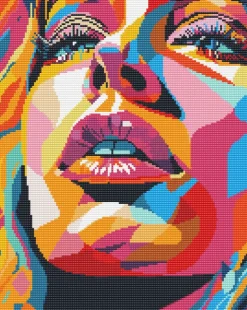 Diamond art ansigt farverig 40 x 50 cm