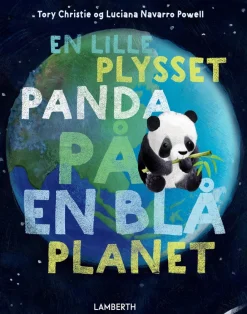 En lille plysset panda på en blå planet