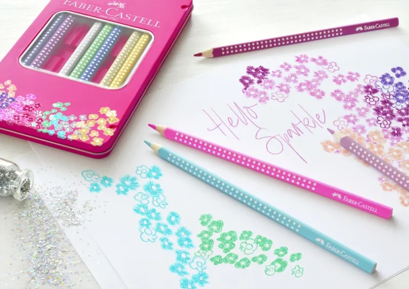 Farveblyant Faber-Castell sparkle 12 farver tinæske