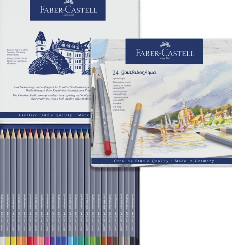 Farveblyant Goldfaber akvarel tinæske 24 ass