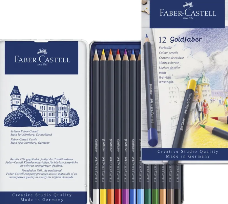 Farveblyant goldFaber tin 12 ass
