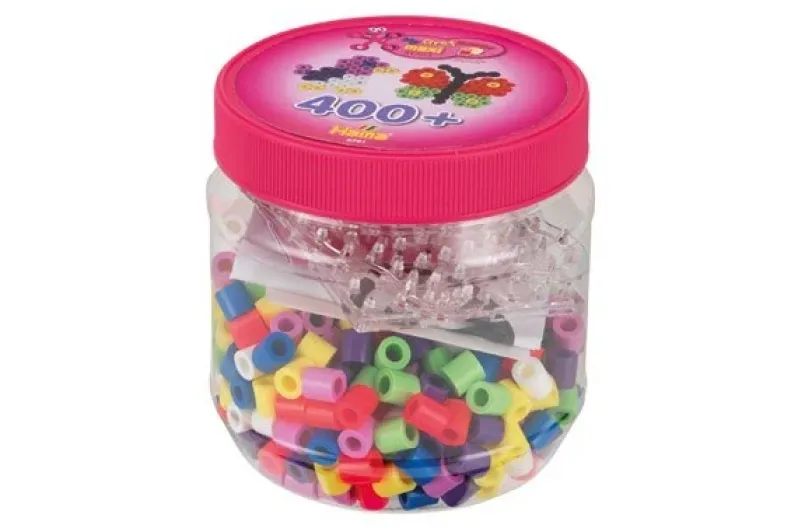 Hama maxi perler 400 perler + 2 plader i pink dåse