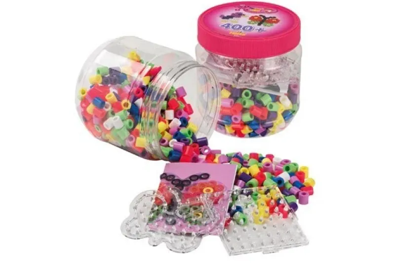 Hama maxi perler 400 perler + 2 plader i pink dåse