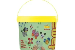 Hama maxi perler 3000stk + 4 plader i bøtte, gul