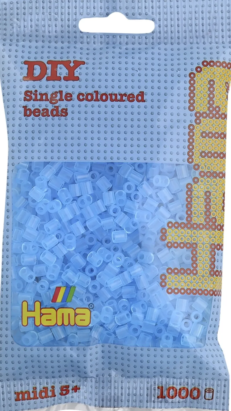 Hama midi perler 1000 stk trans blå 73