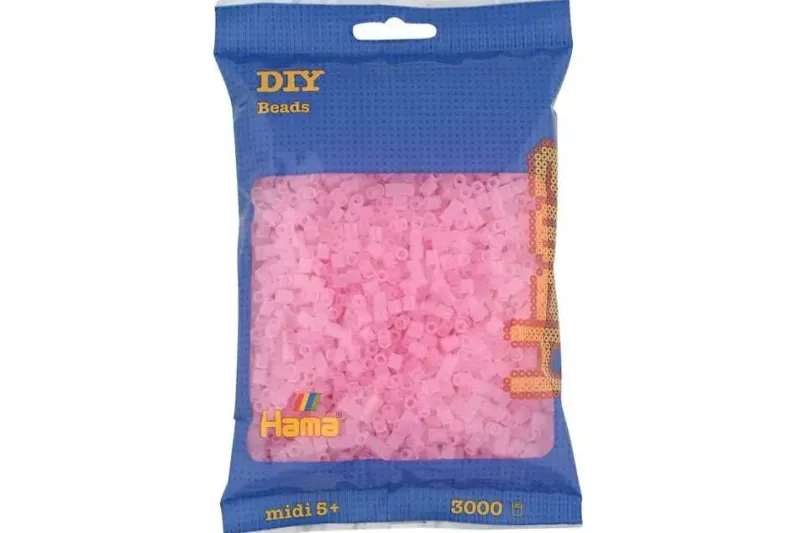 Hama midi perler 3000stk transp. pink