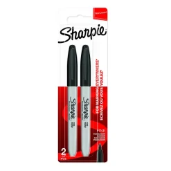 Markersæt permanent sharpie fine 1 mm sort 2 stk