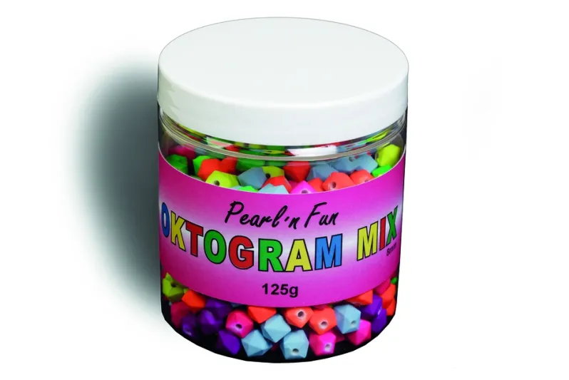 Pearl`n fun mat oktogram 8mm farver 125g bøtte ass
