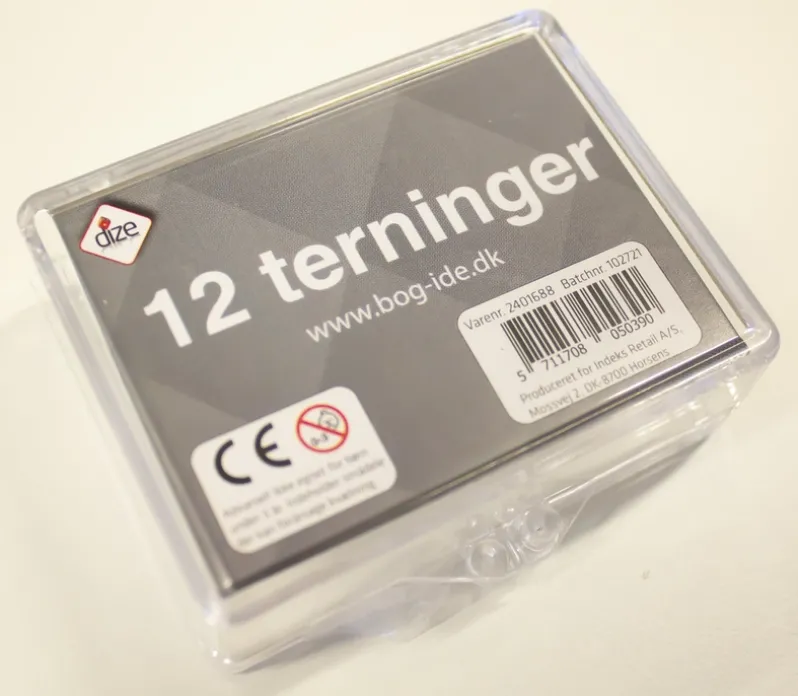 Terninger 12 stk. i æske