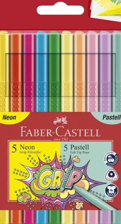 Tusser grip Faber-Castell 10 stk 5 neon 5 pastel