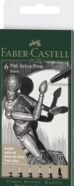 Tusser Pitt Artist Sort Ass. 6 Stk.
