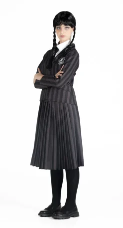 Wednesday Addams nevermore academy kostume med paryk str. 152 cm